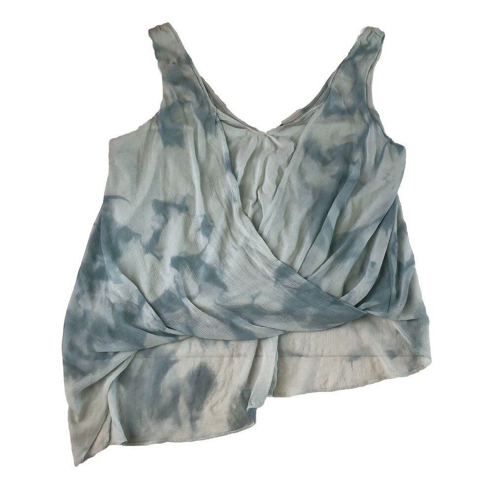 Free People Aqua Tie Dye Surplice Asymmetrical Tank Top Size Large